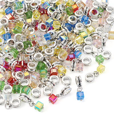 105Pcs 7 Colors Electroplate Transparent Glass Charms PALLOY-TAC0231-1