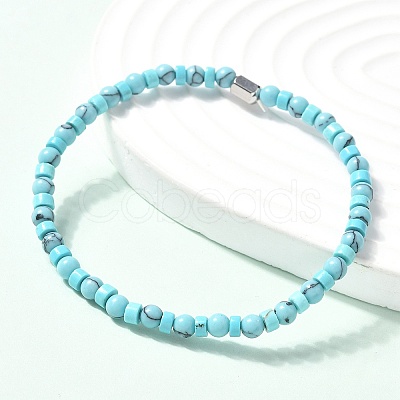 Synthetic Turquoise Beads Stretch Bracelets for Women Men PW-WG6A9BA-03-1