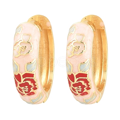 Brass Enamel Hoop Earrings KK-CBA8324-13G-1