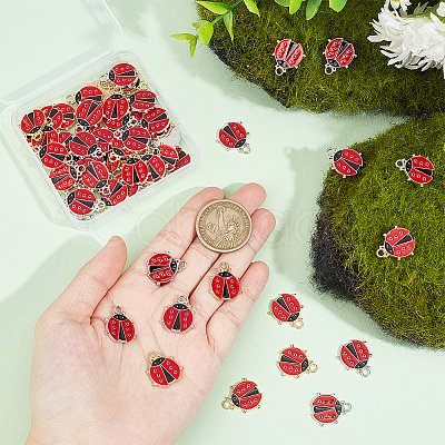 60Pcs 2 Colors Alloy Enamel Pendants ENAM-HY0001-27-1