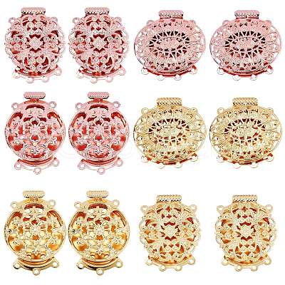 12 Sets 6 Style Brass Box Clasps KK-SZ0001-50-1