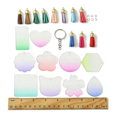 DIY Acrylic Disc Tassel Keychain Making Kits DIY-FS0006-01A-1