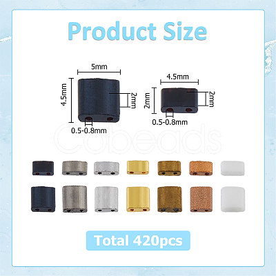 420Pcs 14 Styles 2-Hole Opaque Glass Seed Beads SEED-HS0001-12-1