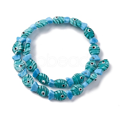 Handmade Lampwork Beads Strands LAMP-G154-07J-1
