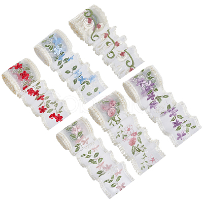 12 Yards 6 Styles Polyester Silk Embroidery Ribbon DIY-NB0014-02A-1