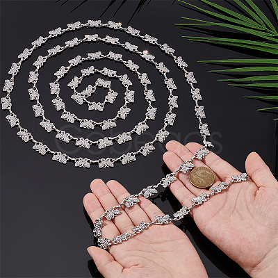 1Pc Alloy Glass Crystal Rhinestone Butterfly Link Chains LCHA-PH0001-01-1