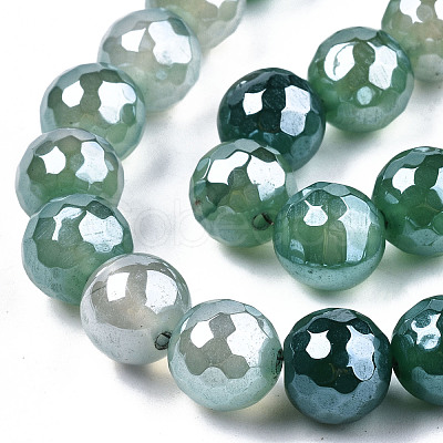 Electroplate Natural Agate Beads Strands G-T131-55-18-1