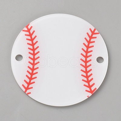 Acrylic Sport Ball Connector Charms MACR-WH0007-160B-1