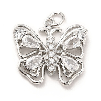 Rack Plating Brass Cubic Zirconia Pendants KK-K270-15P-1