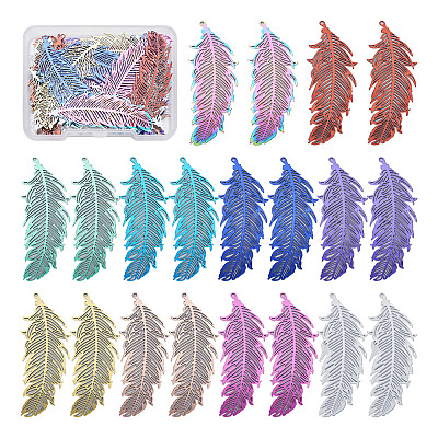 40Pcs 10 Colors 201 Stainless Steel Filigree Pendants STAS-TA0001-92-1