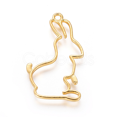 Zinc Alloy Easter Bunny Open Back Bezel Pendants PALLOY-E564-04G-1