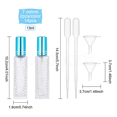 14Pcs 7 Colors Refillable Glass Plastic Spray Bottles MRMJ-BC0002-90-1