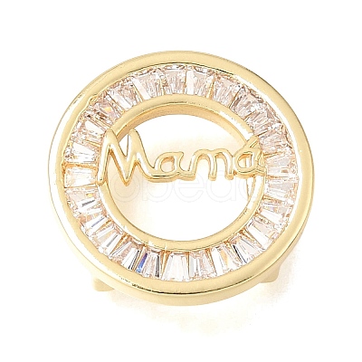 Mother's Day Brass Micro Pave Cubic Zirconia Slide Charms KK-E802-21G-A-1
