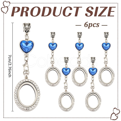 6Pcs Alloy Oval Locket Pendants PALLOY-MA00005-1