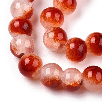 Crackle Baking Paint Imitation Jade Glass Beads Strands X1-DGLA-T003-8mm-10-1