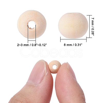 Round Unfinished Wood Beads X-WOOD-Q008-8mm-LF-1
