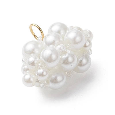 4Pcs Pearlized Glass Pearl Beads Pendants PALLOY-MZ01101-1