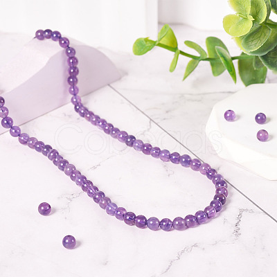 1 Strand Natural Amethyst Round Bead Strands G-TA0002-47-1