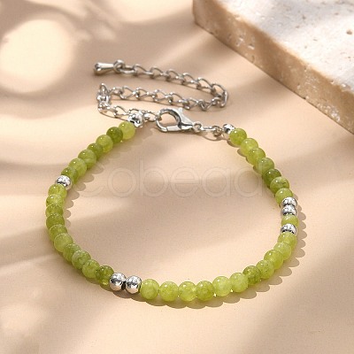 Natural Peridot Bead Bracelet ZW6419-4-1