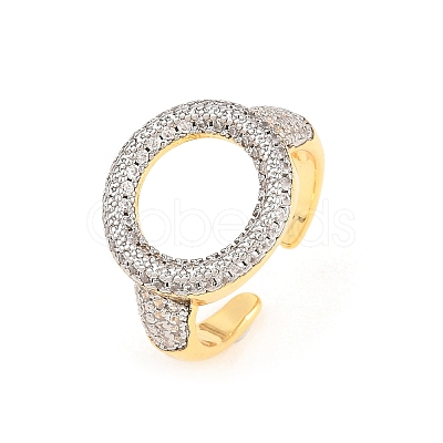 Brass Micro Pave Clear Cubic Zirconia Cuff Open Rings RJEW-T028-02B-G-1