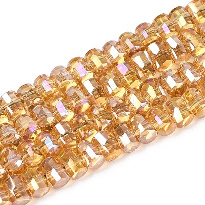 Electroplate Transparent Glass Beads Strands EGLA-N022-09A-B07-1