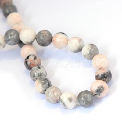 Natural Zebra Jasper Round Bead Strands G-E334-8mm-11-1