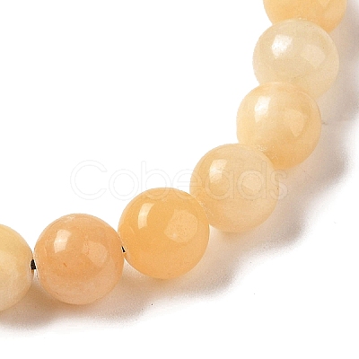 8mm Round Natural Yellow Jade Braided Bead Bracelets BJEW-C067-01B-12-1