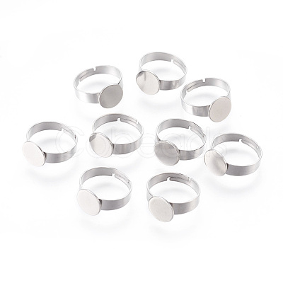 Tarnish Resistant Adjustable 304 Stainless Steel Finger Rings Components X-STAS-F149-21P-A-1
