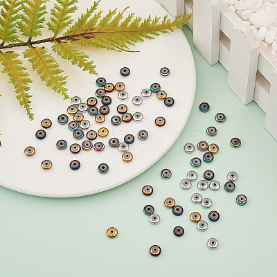 210Pcs 6 Colors PVD Vacuum Plating Non-magnetic Synthetic Hematite Beads G-CJ0001-45-1