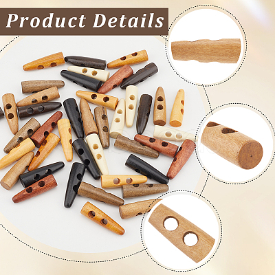 48Pcs 8 Colors 2-Hole Wood Buttons WOOD-GF0002-35A-1