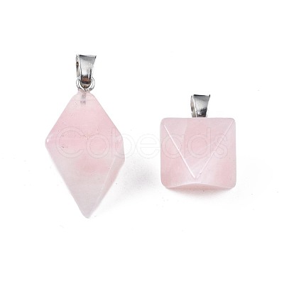 Natural Rose Quartz Pendants G-N326-107A-1