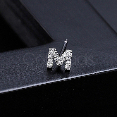 Platinum Brass Micro Pave Cubic Zirconia Stud Earrings XI6969-13-1
