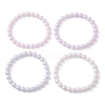 POM Plastic Imitation Pearl Round Beaded Stretch Bracelets BJEW-JB09517-1