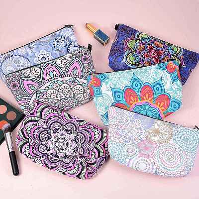 6Pcs 6 Colors Polyester Tarp Zip Cosmetic Pouches ABAG-SZ0001-25-1