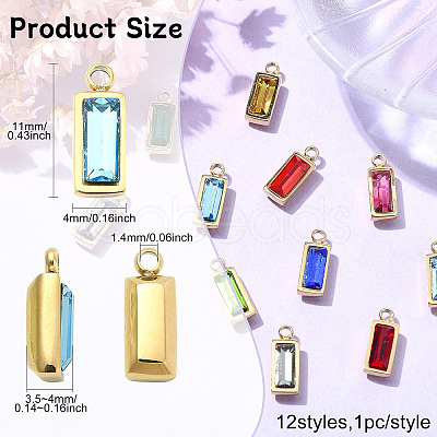 12Pcs 12 Colors Real 14K Gold Plated 304 Stainless Steel Charms STAS-CJ0002-57-1