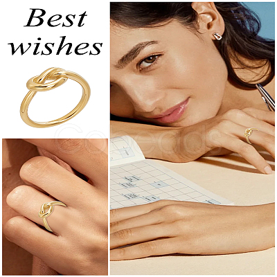 1Pc Stainless Steel Knot Finger Rings for Women RJEW-LP0001-21-1