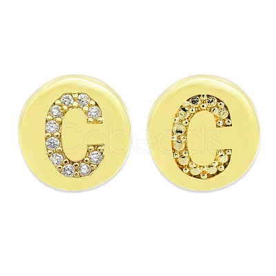 Brass Micro Pave Clear Cubic Zirconia Beads KK-T030-LA843-CX3-1