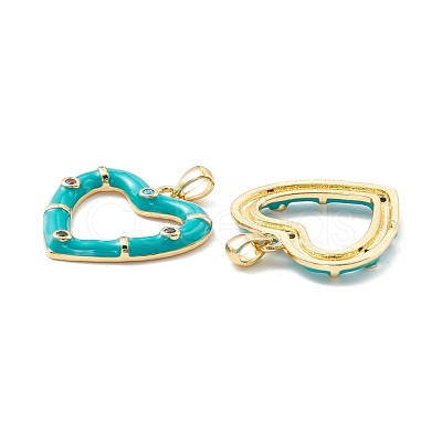 Rack Plating Brass Micro Pave Colorful Cubic Zirconia Pendants KK-D073-07G-06-1