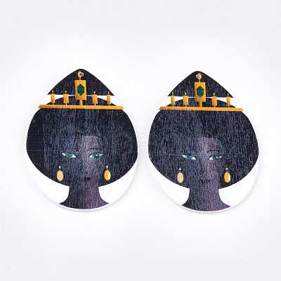 Printed Wooden Big Pendants WOOD-S050-16N-1