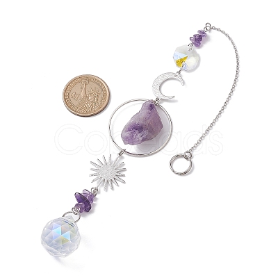 Rough Raw Natural Amethyst Nuggets Hanging Ornaments HJEW-JM01839-02-1