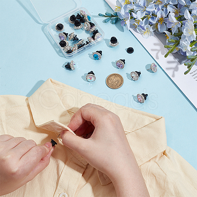 20Pcs 5 Styles Flat Round Brass Glass Brooches JEWB-PH01292-1