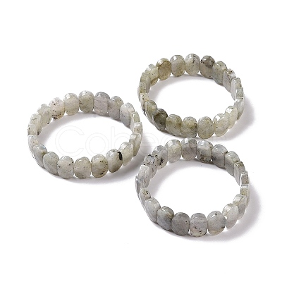 Natural Labradorite Oval Beaded Stretch Bracelet G-E010-01I-1