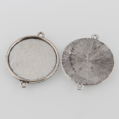 Tibetan Style Alloy Cabochon Connector Settings TIBE-M022-14AS-1