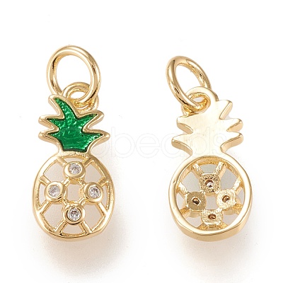 Brass Micro Pave Clear Cubic Zirconia Charms ZIRC-K086-01G-1