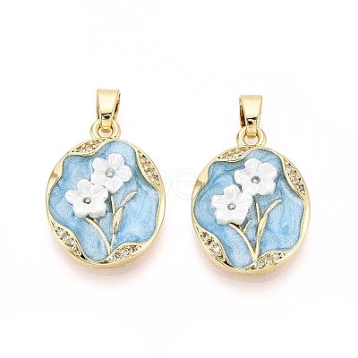Brass Micro Pave Cubic Zirconia Pendants KK-N277-09A-G-1