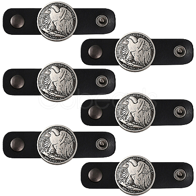 6Pcs Alloy with Imitation Leather Scarf Clips AJEW-CL0004-82B-1