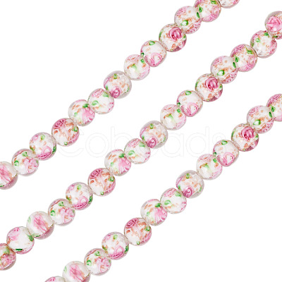 1 Strand Handmade Glod Sand Lampwork Beads Strands LAMP-TA0002-09I-1