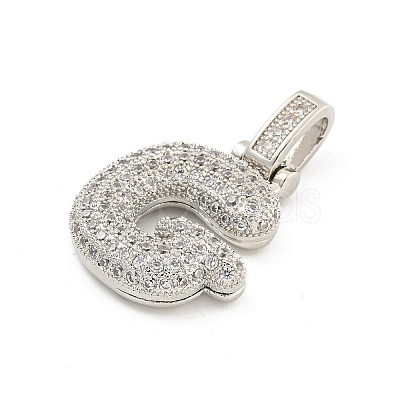 Brass Micro Pave Clear Cubic Zirconia Pendants KK-B099-01P-G-1