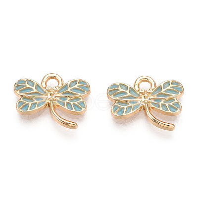 Light Gold Plated Alloy Pendants X-ENAM-T009-69B-RS-1
