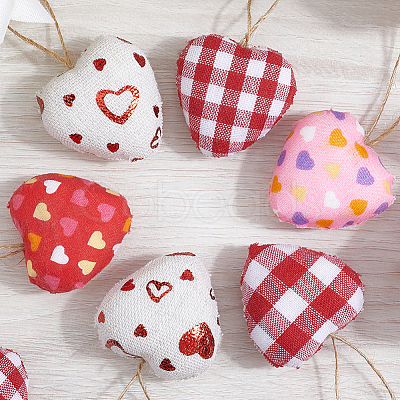 12Pcs 6 Colors Valentine's Day Foam & Cloth Pendant Decoration AJEW-CY0001-34-1
